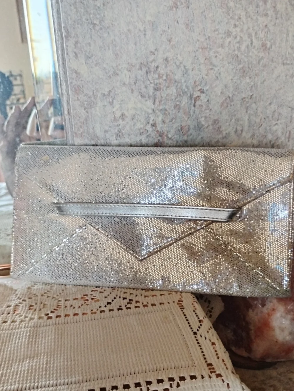 Metallic Silver Evening Clutch Bag